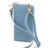 Rear View Of The Light Blue Wallet And Phone Holder