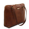 Angled View Of The Brown Women's Business Bag