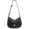 Shoulder Strap View Of The Black Womens Leather Hobo Bag