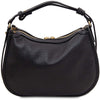 Rear View Of The Black Womens Leather Hobo Bag