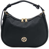 Front View Of The Black Womens Leather Hobo Bag