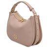 Angled View Of The Nude Womens Leather Hobo Bag