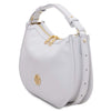 Angled View Of The White Womens Leather Hobo Bag