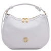 Front View Of The White Womens Leather Hobo Bag