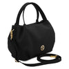 Angled And Shoulder Strap View Of The Black Womens Bag
