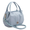Angled And Shoulder Strap View Of The Light Blue Womens Bag