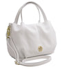Angled And Shoulder Strap View Of The White Womens Bag