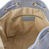 Internal Zip Pocket View Of The Light Blue Womens Bucket Bag