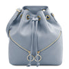 Front View Of The Light Blue Womens Bucket Bag