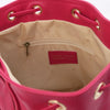 Internal Zip Pocket View Of The Pink Womens Bucket Bag