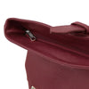 Zip Closure View Of The Bordeaux Womens Leather Backpack