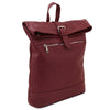 Angled View Of The Bordeaux Womens Leather Backpack
