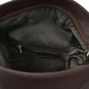 Internal Zip Pocket View Of The Chocolate Womens Leather Backpack