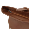 Zip Closure View Of The Cognac Womens Leather Backpack