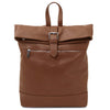 Front View Of The Cognac Womens Leather Backpack