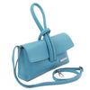 Angled And Shoulder Strap View Of The Azure Womens Leather Clutch