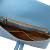 Internal Zip Pocket View Of The Azure Womens Leather Clutch