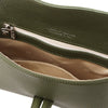 Internal Zip Pocket View Of The Forest Green Womens Leather Clutch