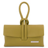 Front View Of The Green Womens Leather Clutch