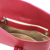 Internal Zip Pocket View Of The Pink Womens Leather Clutch