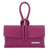 Front View Of The Plum Womens Leather Clutch