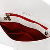 Internal Pocket View Of The White Womens Leather Clutch