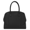 Womens Leather Handbag and Toiletry Case Set - Elegant black leather handbag with structured design and dual handles.