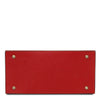 Womens Leather Handbag and Toiletry Case Set lipstick red bottom view with metal feet