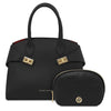 Womens Leather Handbag and Toiletry Case Set in black, featuring elegant design and premium materials.