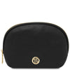 Leather Backpack and Toiletry Bag Set - Black Toiletry Bag with Gold Zipper and Logo