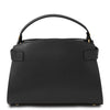 Womens Leather Tote Bag in black with a semi-rigid structure and elegant design, perfect for everyday use.