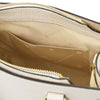 Internal Pocket View Of The Beige Womens Leather Tote