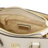 Internal Zip Pocket View Of The Beige Womens Leather Tote