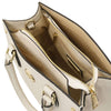 Overhead Compartment View Of The Beige Womens Leather Tote