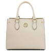 Front View Of The Beige Womens Leather Tote