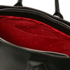 Internal Pocket View Of The Black Womens Leather Tote