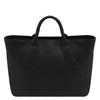 Rear View Of The Black Womens Leather Tote