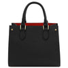 Rear View Of The Black Womens Leather Tote
