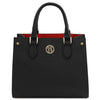 Front View Of The Black Womens Leather Tote