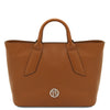 Front View Of The Cognac Womens Leather Tote