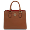 Front View Of The Cognac Womens Leather Tote