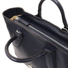 Zip Closure View Of The Dark Blue Womens Leather Tote