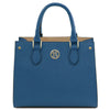 Front View Of The Denim Womens Leather Tote