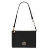Front View Of The Black Womens Leather Tote Handbag