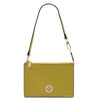 Front View Of The Green Womens Leather Tote Handbag