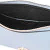 Internal Pocket View Of The  Light Blue Womens Leather Tote Handbag
