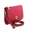 Angled And Shoulder Strap View Of The Pink Womens Leather Tote Handbag