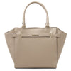 Front View Of The Light Taupe Womens Leather Tote