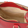 Internal Pocket View Of The Lipstick Red Womens Leather Tote