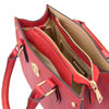 Overhead Compartment View Of The Lipstick Red Womens Leather Tote